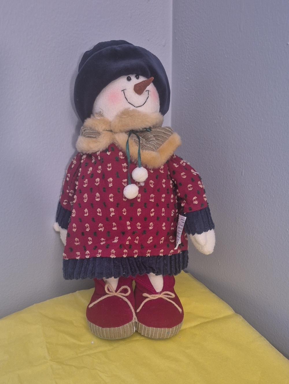 Holiday Snowman Plush Doll in Red Dress